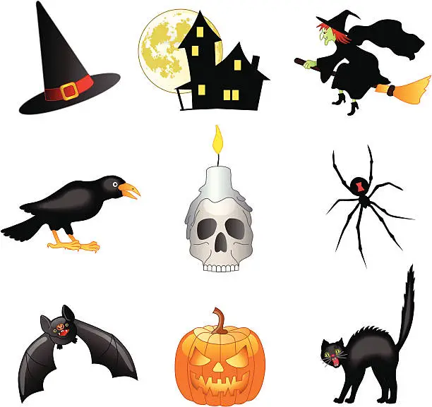 Vector illustration of Halloween icons