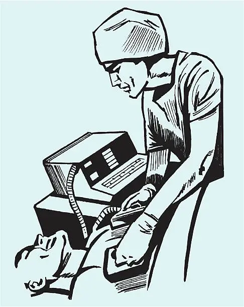 Vector illustration of Doctor with Medical Defibrillator