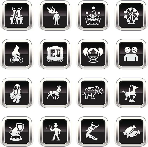 Vector illustration of Supergloss Black Icons -  Circus