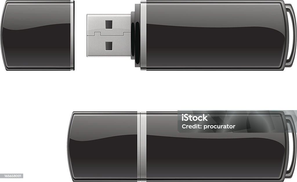 Черный USB-флэш-накопитель - Векторная графика Флешка роялти-фри