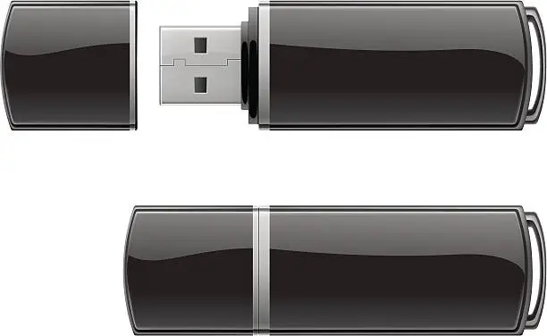 Vector illustration of Black USB flash storage