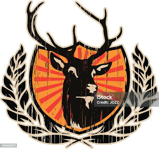 Ilustración de Deer Grunge Insignias y más Vectores Libres de Derechos de Ciervo - Ciervo, Caza, Escudo de armas