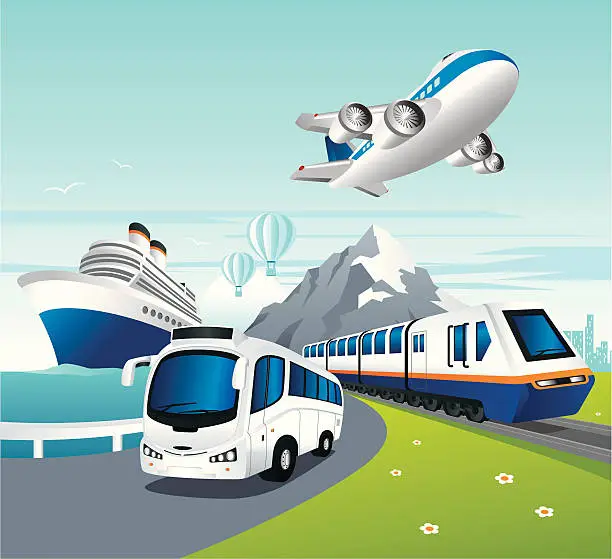 Vector illustration of Travel Transportation