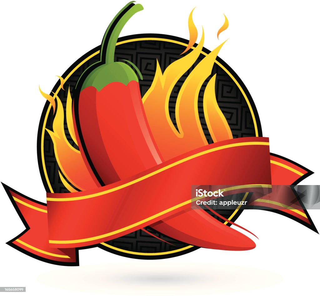 Flaming Pieprz baner - Grafika wektorowa royalty-free (Papryka chili)