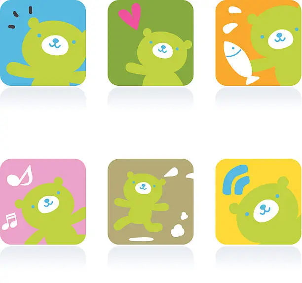 Vector illustration of Icon Set( Emoticons ) - Cute Bear