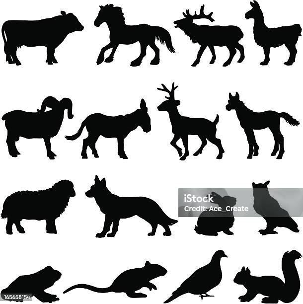 Country Farm Animal Silhouettes Stock Illustration - Download Image Now - Cow, Domestic Cattle, Profile View