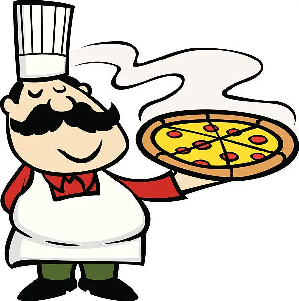 Vector illustration of pizza man