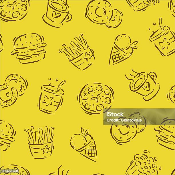 Seamless Pattern Di Fast Food - Immagini vettoriali stock e altre immagini di Negozio di specialità gastronomiche - Negozio di specialità gastronomiche, Motivo ripetuto, Pizza