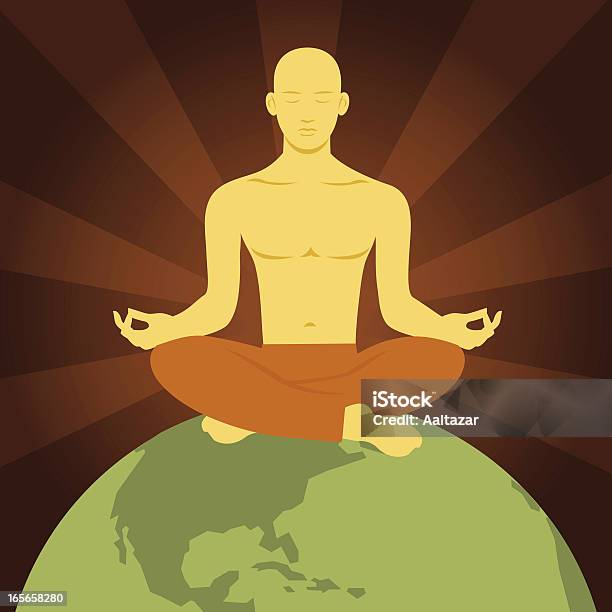 Global Meditazione - Immagini vettoriali stock e altre immagini di Adulto - Adulto, Ambientalista, Ambientazione tranquilla