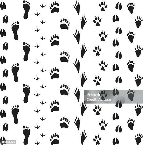 Noir Silhouettes Animaux Titres Vecteurs libres de droits et plus d'images vectorielles de Trace de pas d'animaux - Trace de pas d'animaux, Thème des animaux, Empreinte de pas