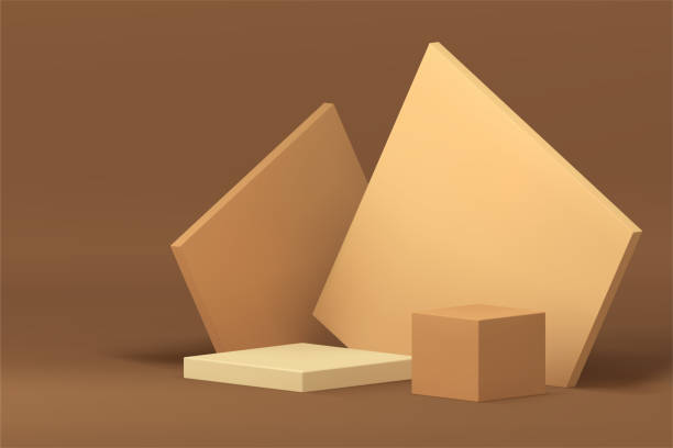 istock Beige 3d geometric podium minimalist aesthetic pedestal for promo presentation realistic vector 1656583391