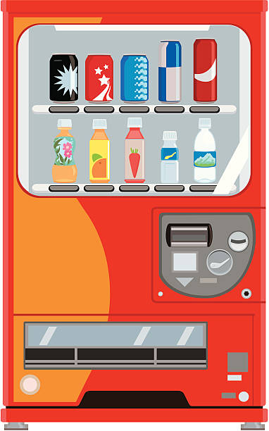 ilustraciones, imágenes clip art, dibujos animados e iconos de stock de máquina expendedora de bebidas sin alcohol - vending machine selling machine energy drink