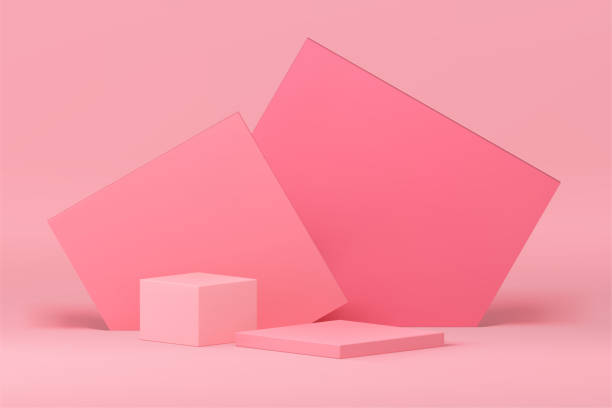 istock Pink 3d podium geometric elegant pedestal mock up for cosmetic product show presentation vector 1656583703