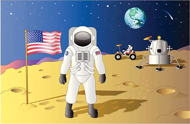 Vector illustration of Moon landing