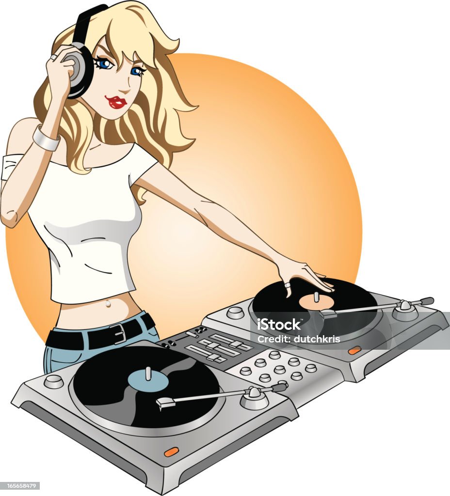 Menina DJ aRockin - Royalty-free DJ arte vetorial