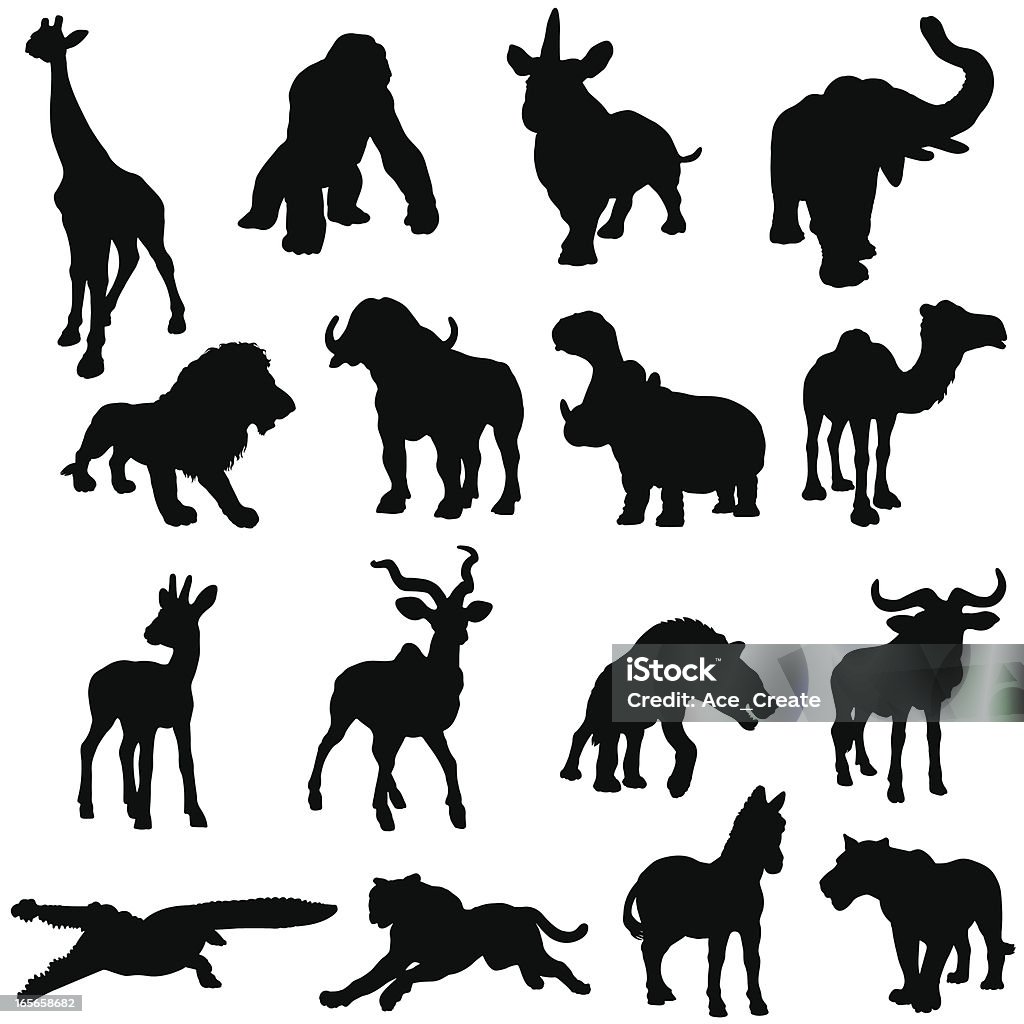Collezione animali africani silhouette - arte vettoriale royalty-free di Sagoma - Controluce