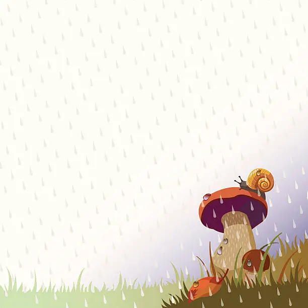 Vector illustration of Smell of the rain and mushrooms
