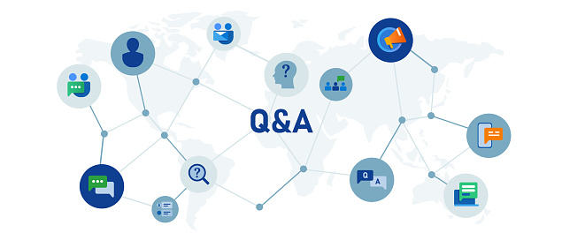 qna or question and answer message solution information comunication social media dialogue discussion questionnaire vector