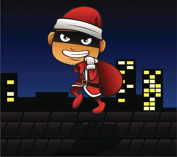 Vector illustration of Santa thief