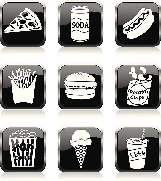 Vector illustration of Junk food icons