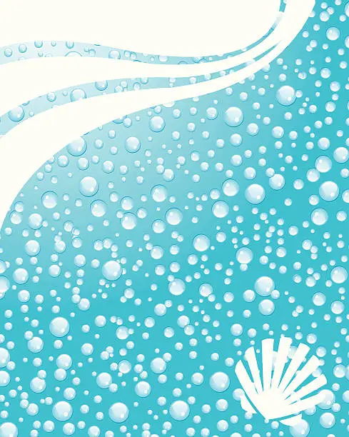 Vector illustration of Sea Shell, Bubble Background