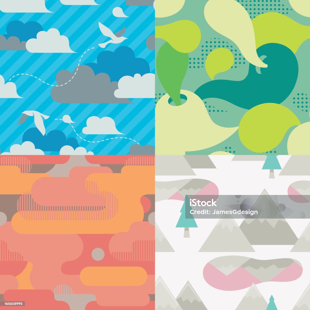 Funky Abstract Seamless Patterns A set of 4 super groovy seamless patterns! Made from global swatches and set on individual layers - see my portfolio for more! Abstract stock vector