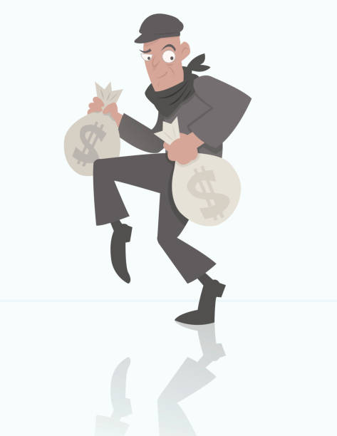 Burglar Vector illustration of a burglar carrying two money bags. tiptoe stock illustrations