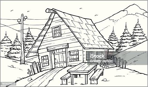 Haus In Den Bergen Stock Vektor Art und mehr Bilder von Blockhütte - Blockhütte, Berg, Alpen