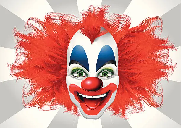 Vector illustration of Blurred vision of a bright clown 