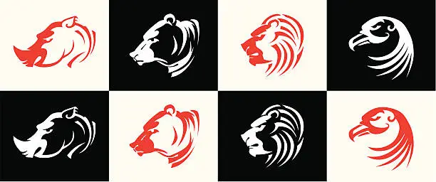 Vector illustration of Iconic Animal Heads