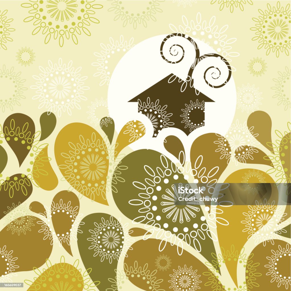 Vintage house Vintage landscape with house silhouette. Abstract stock vector