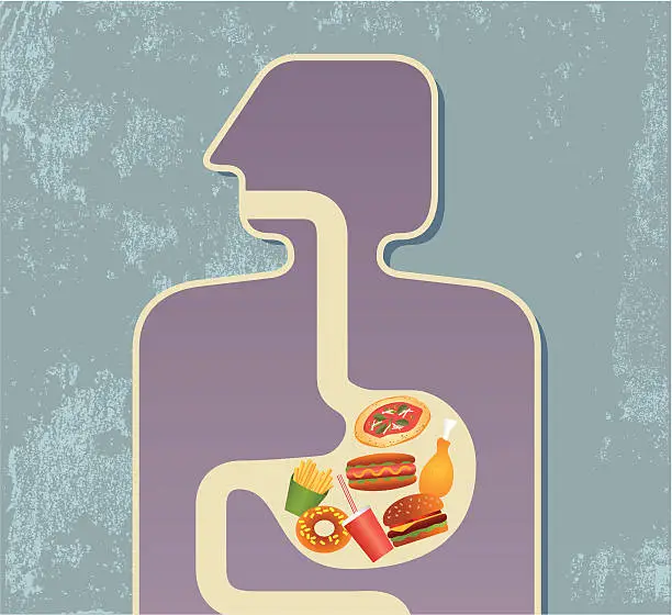 Vector illustration of Eating Fast Food