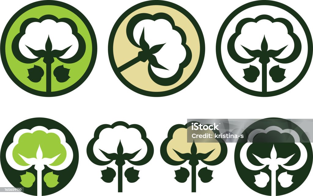 Orgánicos icono de algodón - arte vectorial de Planta de algodón libre de derechos