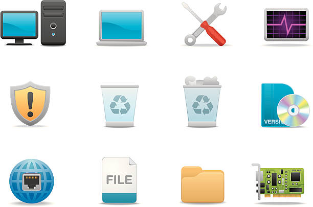 Computer icons | Premium Matte series Matte & soft lookin' icon set for your web page, interactive, presentation, print, and all sorts of design need. desktop pc stock illustrations