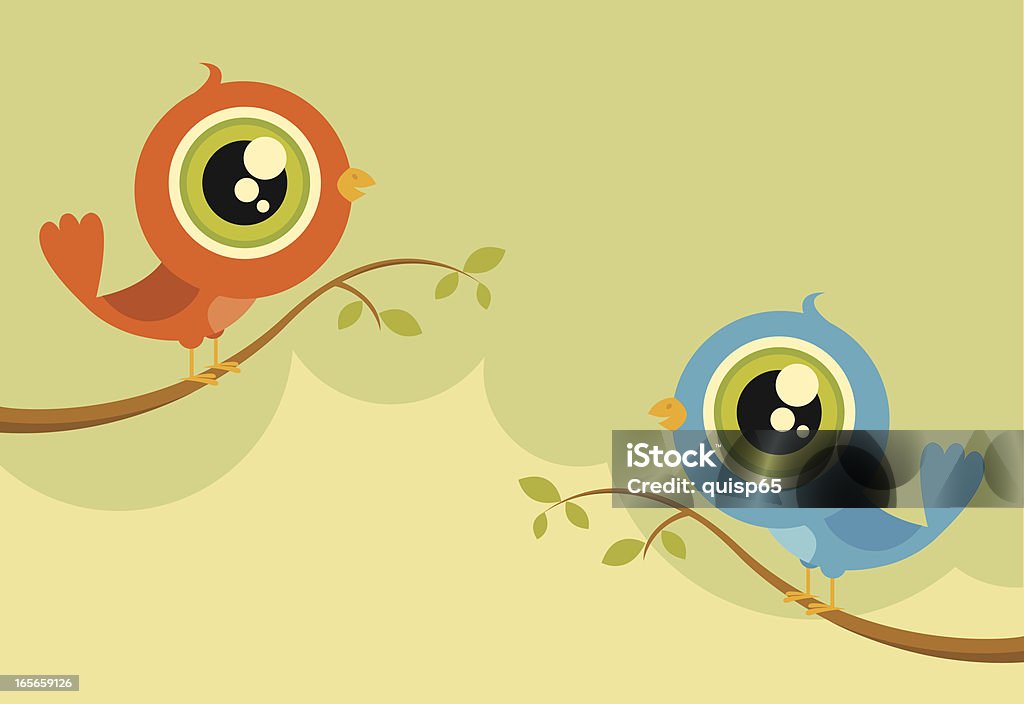 Deux oiseaux familier - clipart vectoriel de Arbre libre de droits