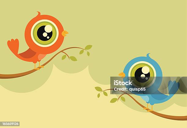 Dwa Chatty Ptaków - Stockowe grafiki wektorowe i więcej obrazów Bez ludzi - Bez ludzi, Clip Art, Czerwony