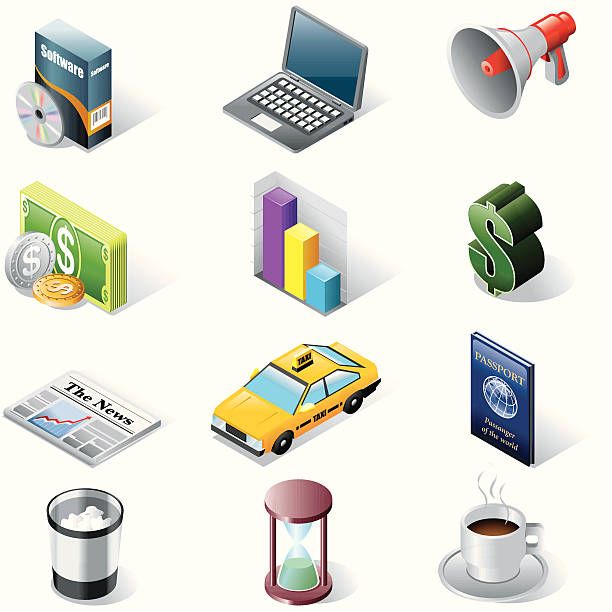 ilustrações de stock, clip art, desenhos animados e ícones de minibarra de ferramentas ícones de escritório e de bussines - computer software cd computer laptop