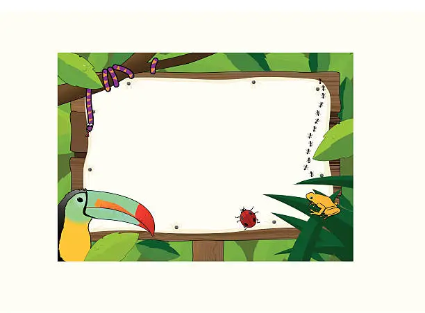 Vector illustration of Blank sign with Zoo theme