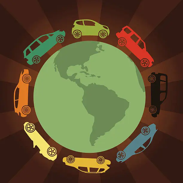 Vector illustration of Retro Earth Cars