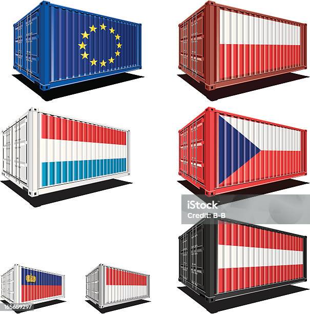 Flag Rag Container Type Cargo Containers With Flag Designs Stock Illustration - Download Image ...