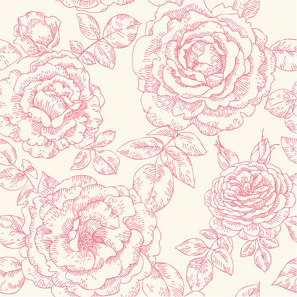 nahtlose muster mit rosen - backgrounds effortless wallpaper repetition stock-grafiken, -clipart, -cartoons und -symbole