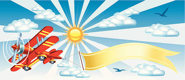 Red Biplane Draw 100+ Red Biplane With Banner Stock Illustrations, Royalty-Free Vector ...