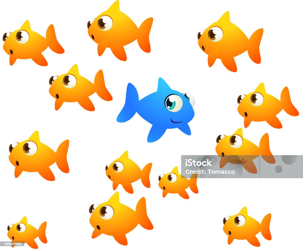 Diferentes goldfish - Vetor de Amizade royalty-free