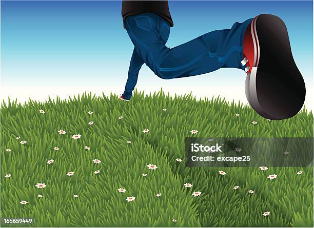 Run On Lawn Stock Illustration - Download Image Now - Flower, Child, Illustration