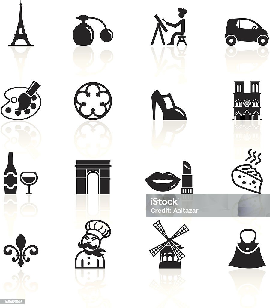 Czarny symbole & Paryżu-Francja - Grafika wektorowa royalty-free (Paryż)
