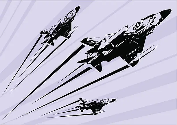 Vector illustration of Phantom F-4 fighter jet stencil