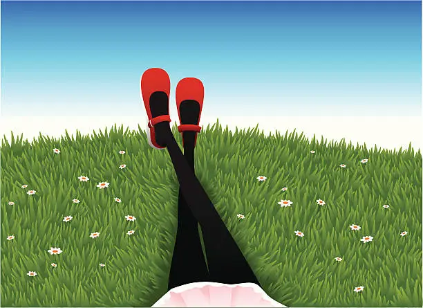 Vector illustration of Relax on lawn