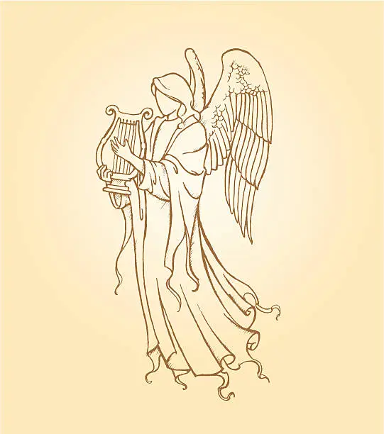 Vector illustration of Angel Harp