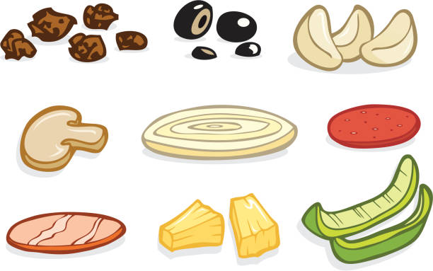 Clip Art Of A Pizza Toppings Illustrations, Royalty-Free Vector