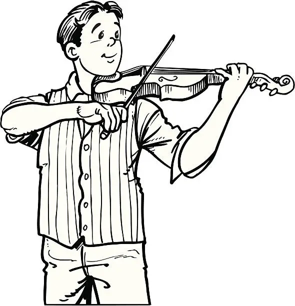 Vector illustration of Teen playing a violine